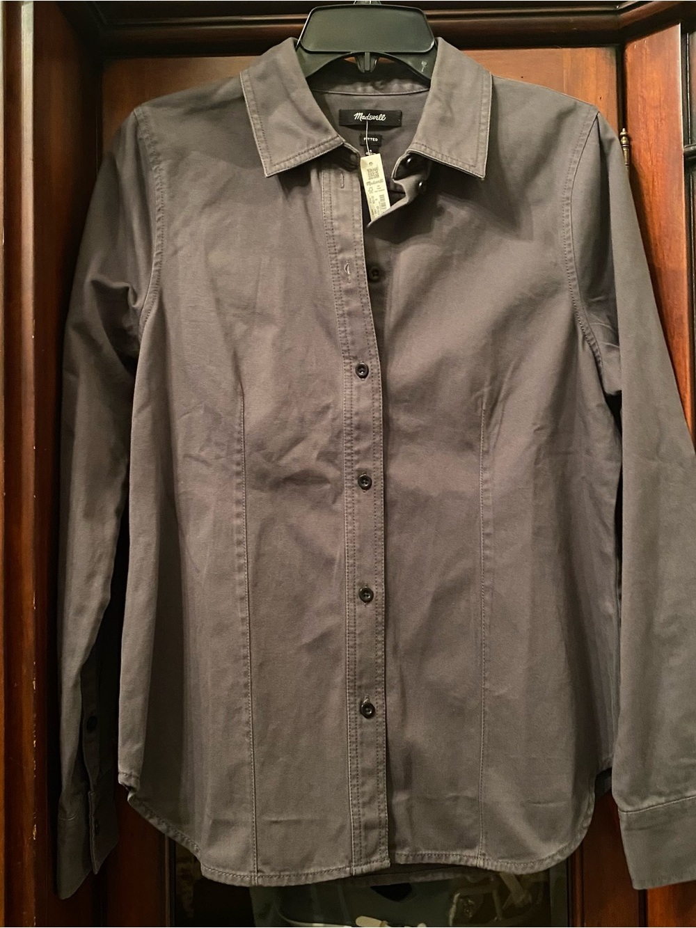 Madewell Fitted Long Sleeve Button Up Women’s 6 Charcoal Gray Career Office Corp
